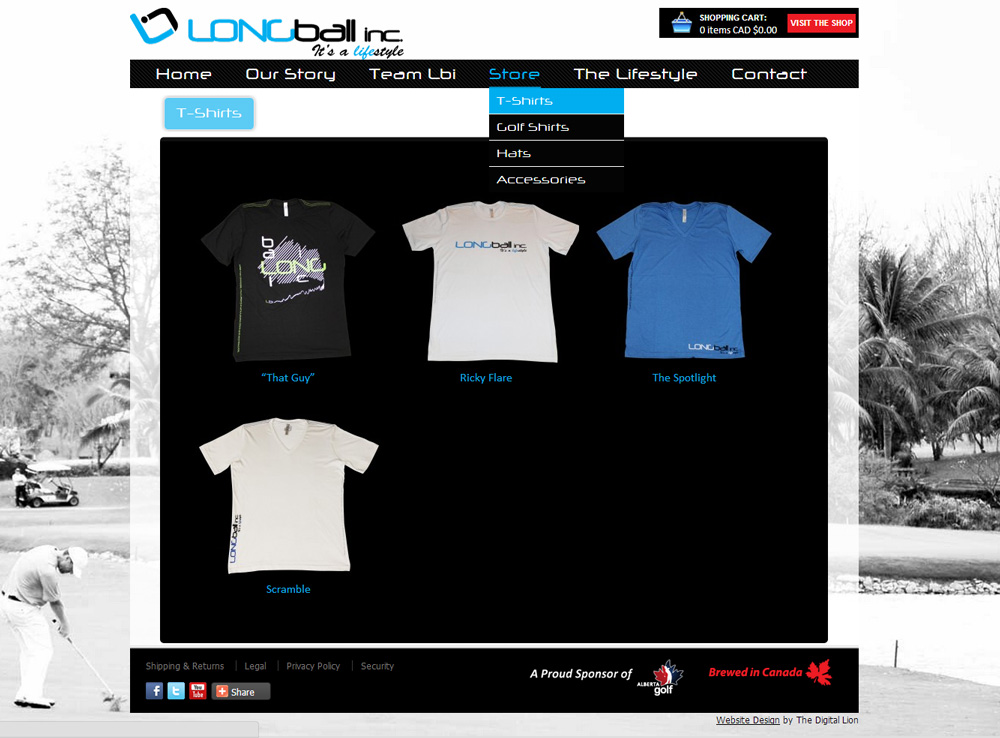 site Design for Golf Clothing Company Digital Lion