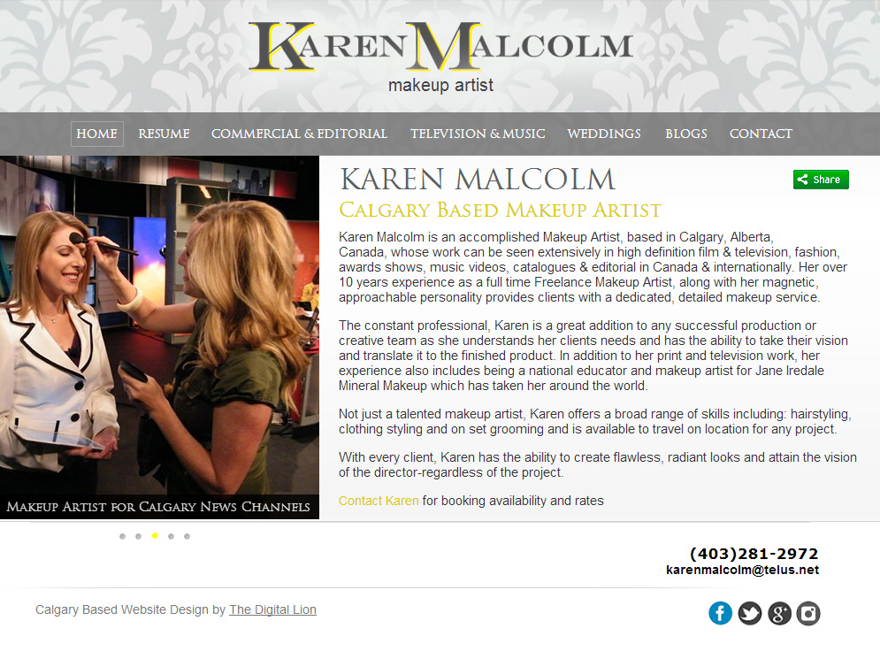 site Design and SEO for Calgary Makeup Artist Digital Lion