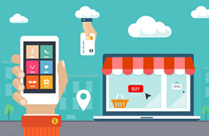 E-commerce Design With Digital Storefront Phone and Online Payment