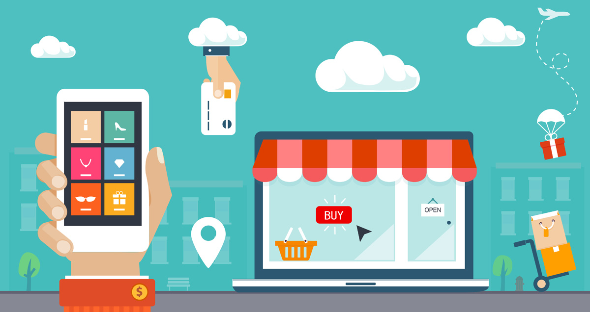 E-commerce Design With Digital Storefront Phone and Online Payment