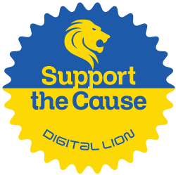 Digital lion Ukraine donation graphic