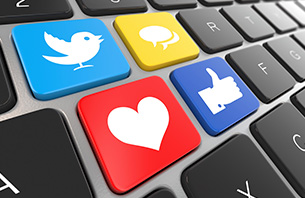 Social media icons on keyboard